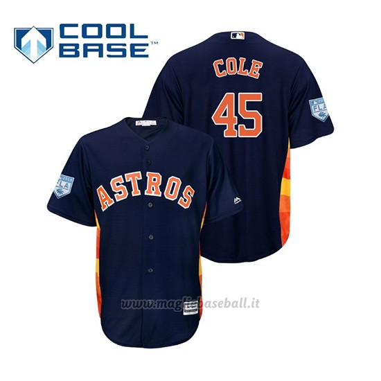 Maglia Baseball Uomo Houston Astros Gerrit Cole Cool Base Entrenamiento De Primavera 2019 Blu